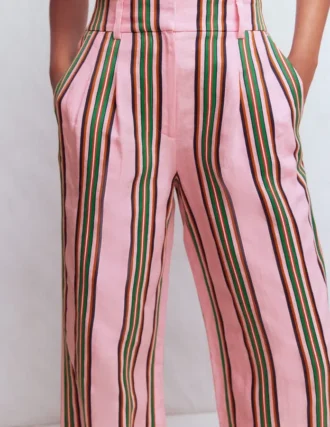 Kensington Linen Pants Pink and Green Stripe