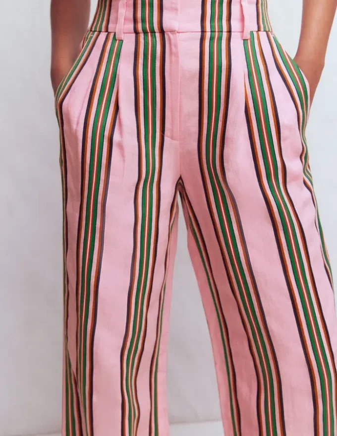 Kensington Linen Pants Pink and Green Stripe Kensington Linen Pants Pink and Green Stripe