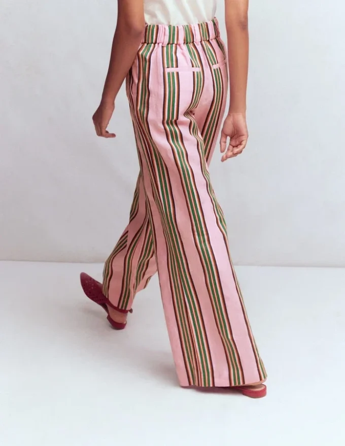 Kensington Linen Pants Pink and Green Stripe Kensington Linen Pants Pink and Green Stripe
