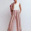 Kensington Linen Pants Pink and Green Stripe Kensington Linen Pants Pink and Green Stripe