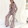 Kensington Linen Pants Pink and Green Stripe Kensington Linen Pants Pink and Green Stripe