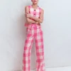 Kensington Linen Pants Pink Punch Gingham Kensington Linen Pants Pink Punch Gingham