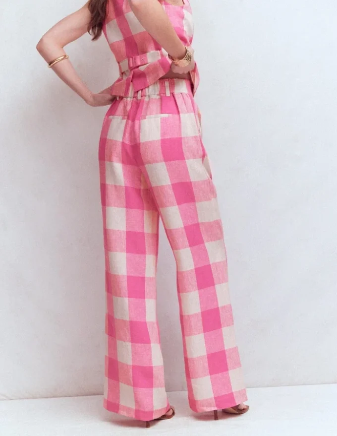 Kensington Linen Pants Pink Punch Gingham Kensington Linen Pants Pink Punch Gingham