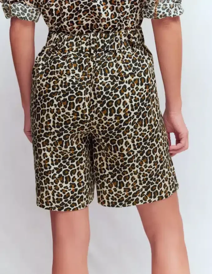 Kensington Linen Shorts Almond Milk, Cheetah Pop Kensington Linen Shorts Almond Milk, Cheetah Pop