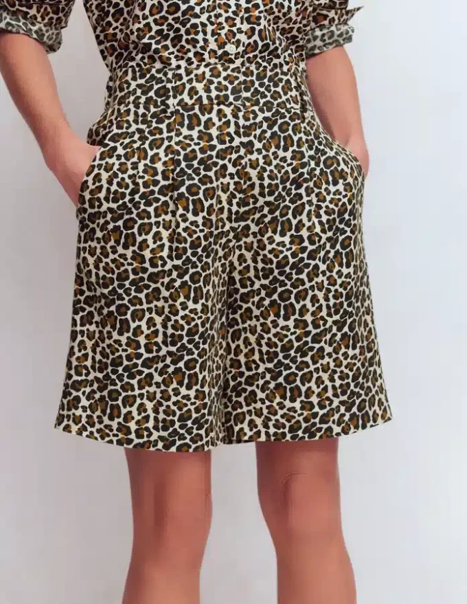Kensington Linen Shorts Almond Milk, Cheetah Pop Kensington Linen Shorts Almond Milk, Cheetah Pop