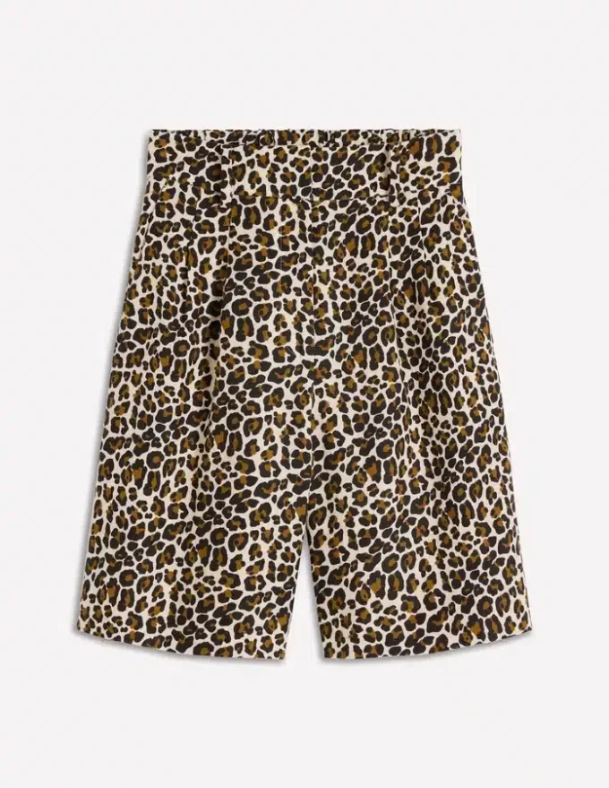 Kensington Linen Shorts Almond Milk, Cheetah Pop Kensington Linen Shorts Almond Milk, Cheetah Pop