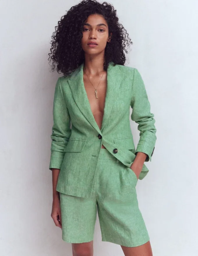 Kensington Linen Shorts Aloe Green Chambray Kensington Linen Shorts Aloe Green Chambray