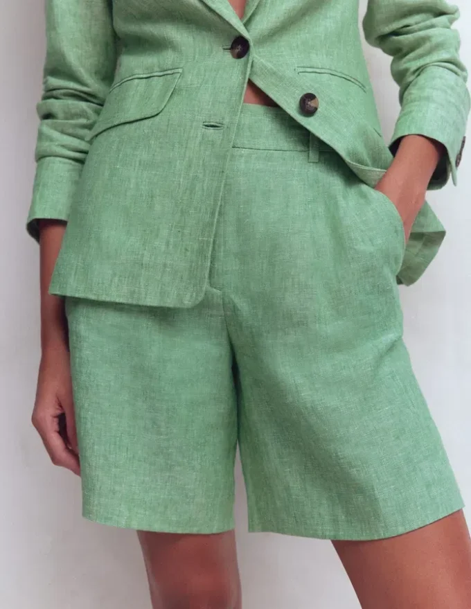 Kensington Linen Shorts Aloe Green Chambray Kensington Linen Shorts Aloe Green Chambray