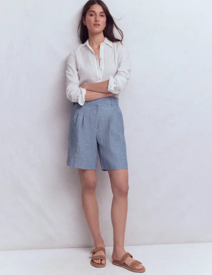 Kensington Linen Shorts Blue Chambray Kensington Linen Shorts Blue Chambray