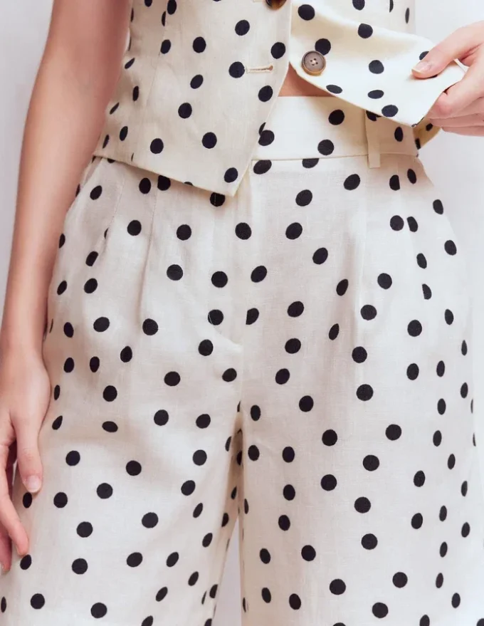 Kensington Linen Shorts Ivory, Painted Dot Kensington Linen Shorts Ivory, Painted Dot