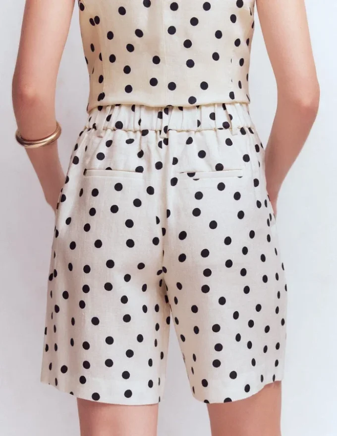 Kensington Linen Shorts Ivory, Painted Dot Kensington Linen Shorts Ivory, Painted Dot