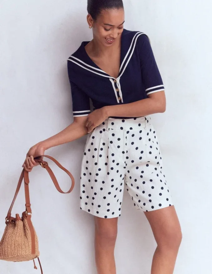 Kensington Linen Shorts Ivory, Painted Dot Kensington Linen Shorts Ivory, Painted Dot