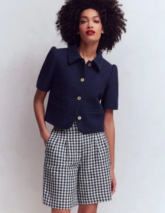 Kensington Linen Shorts Navy Gingham Kensington Linen Shorts Navy Gingham