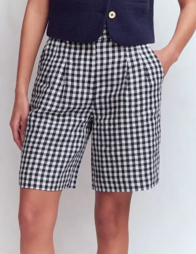 Kensington Linen Shorts Navy Gingham Kensington Linen Shorts Navy Gingham