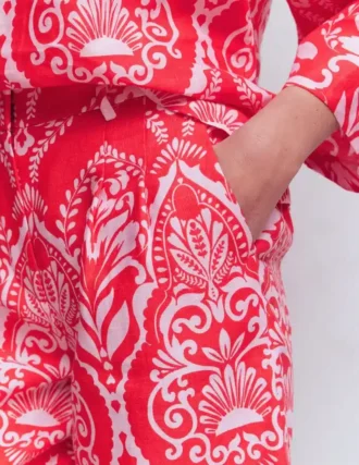 Kensington Linen Shorts Poppy Red, Ornamental Garden