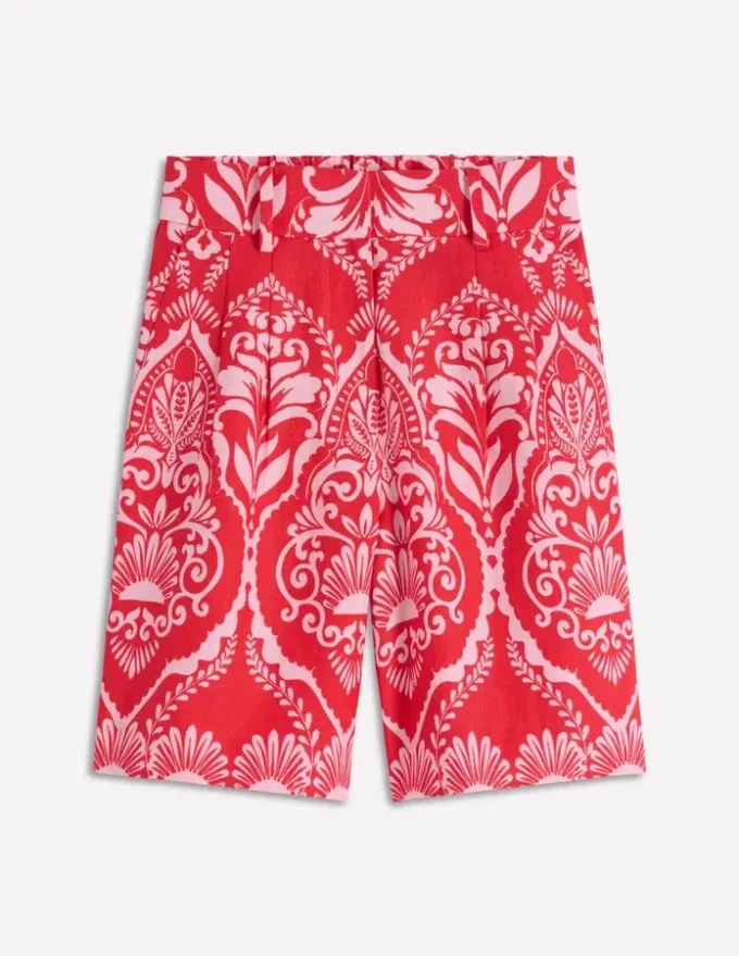 Kensington Linen Shorts Poppy Red, Ornamental Garden Kensington Linen Shorts Poppy Red, Ornamental Garden