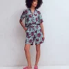 Kensington Linen Shorts Seamist Blue, Palm Paradise Kensington Linen Shorts Seamist Blue, Palm Paradise