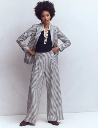 Kensington Wide Leg Pants Blue and Ivory Stripe