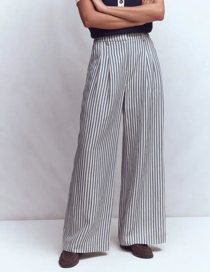 Kensington Wide Leg Pants Blue and Ivory Stripe Kensington Wide Leg Pants Blue and Ivory Stripe