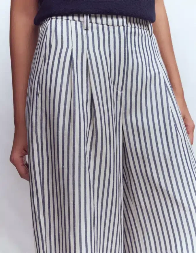 Kensington Wide Leg Pants Blue and Ivory Stripe Kensington Wide Leg Pants Blue and Ivory Stripe