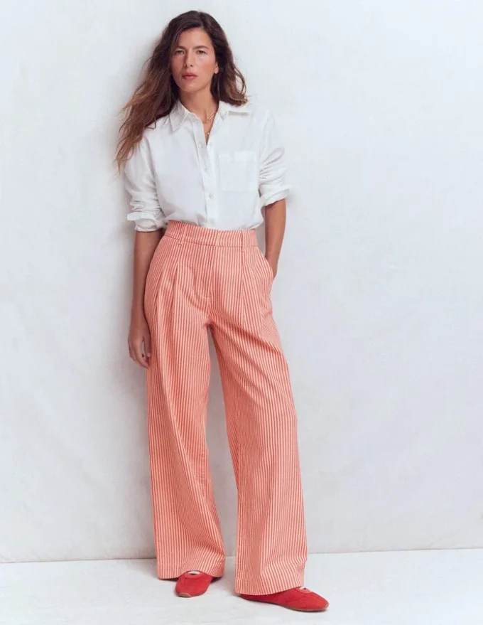 Kensington Wide Leg Pants Red Ticking Stripe Kensington Wide Leg Pants Red Ticking Stripe