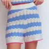 Knitted Pointelle Shorts Blue, White Knitted Pointelle Shorts Blue, White