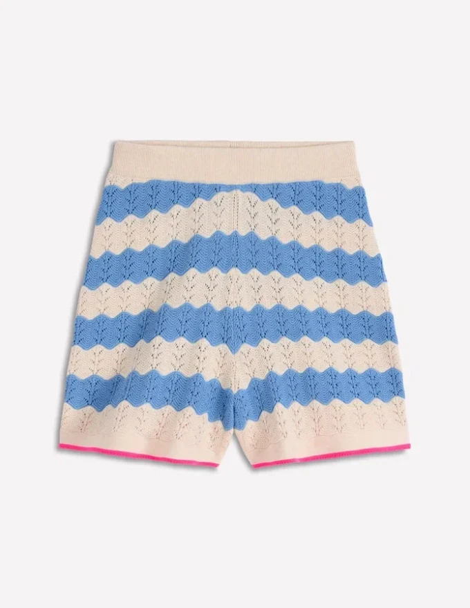 Knitted Pointelle Shorts Blue, White Knitted Pointelle Shorts Blue, White