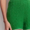 Knitted Pointelle Shorts Lime Juice Green Knitted Pointelle Shorts Lime Juice Green
