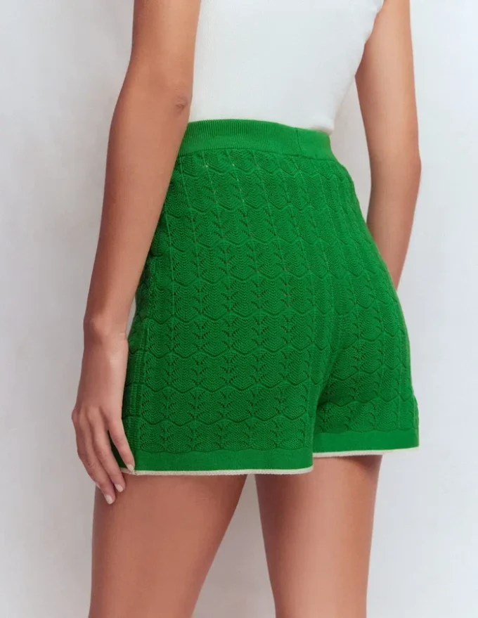 Knitted Pointelle Shorts Lime Juice Green Knitted Pointelle Shorts Lime Juice Green