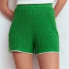 Knitted Pointelle Shorts Lime Juice Green Knitted Pointelle Shorts Lime Juice Green