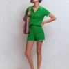 Knitted Pointelle Shorts Lime Juice Green Knitted Pointelle Shorts Lime Juice Green