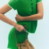 Knitted Pointelle Shorts Lime Juice Green Knitted Pointelle Shorts Lime Juice Green
