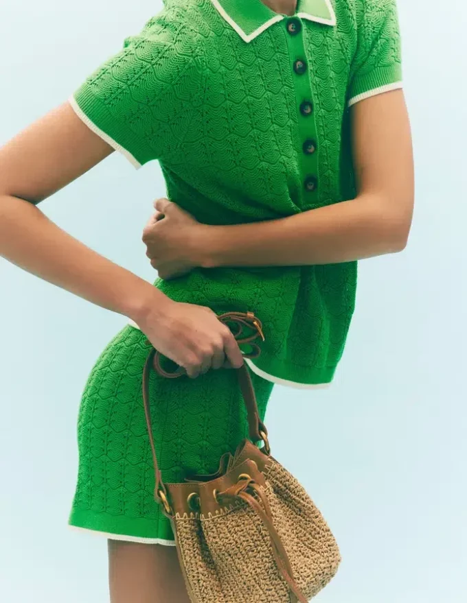 Knitted Pointelle Shorts Lime Juice Green Knitted Pointelle Shorts Lime Juice Green
