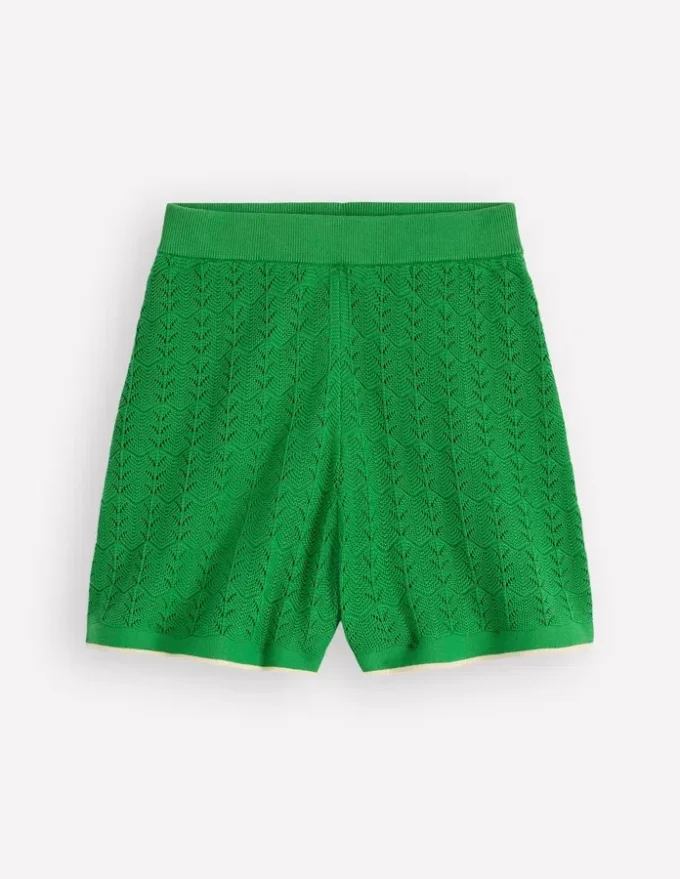 Knitted Pointelle Shorts Lime Juice Green Knitted Pointelle Shorts Lime Juice Green