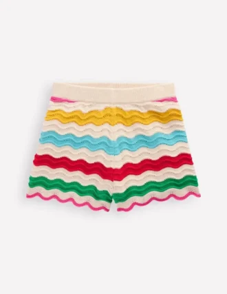 Knitted Shorts Ivory Multi Rainbow