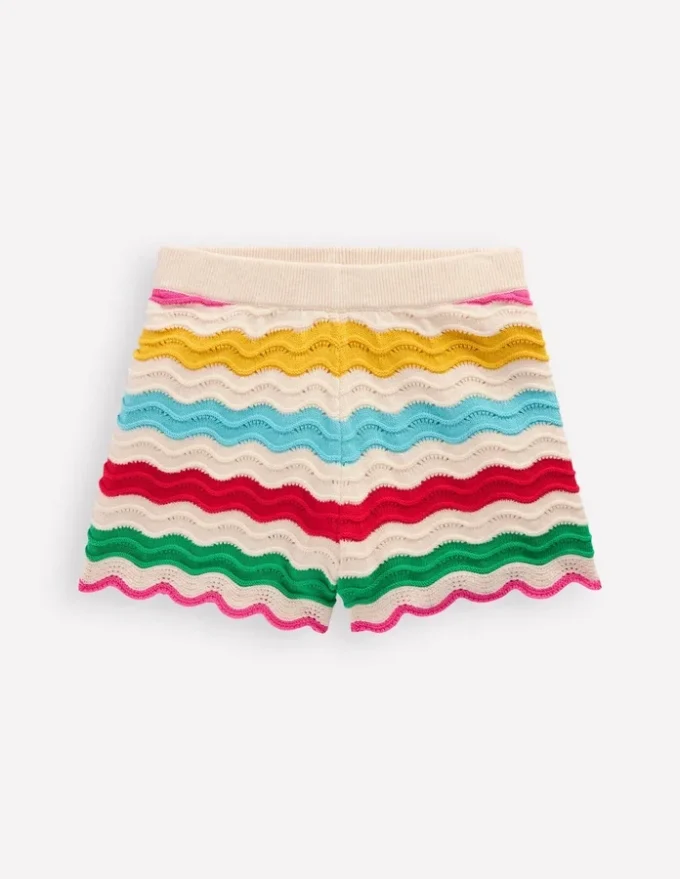 Knitted Shorts Ivory Multi Rainbow