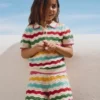 Knitted Shorts Ivory Multi Rainbow