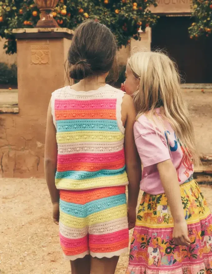 Knitted Shorts Neon Multi Stripe