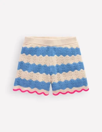 Knitted Shorts Wave Blue/ Ecru Marl