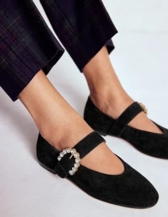 Kylie Flat Buckle Mary Janes Black