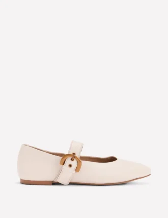 Kylie Flat Buckle Mary Janes Ecru