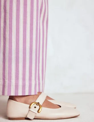 Kylie Flat Buckle Mary Janes Ecru