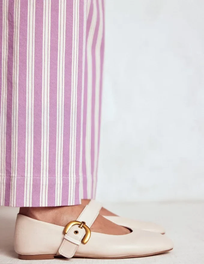 Kylie Flat Buckle Mary Janes Ecru
