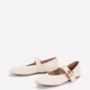 Kylie Flat Buckle Mary Janes Ecru