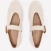 Kylie Flat Buckle Mary Janes Ecru
