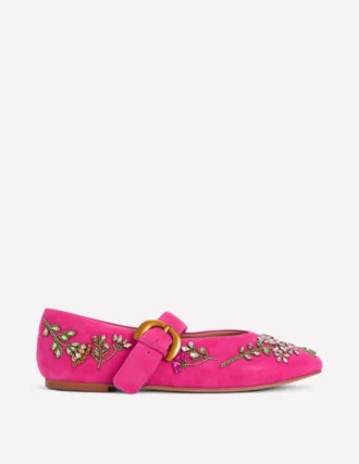 Kylie Flat Buckle Mary Janes Embellished Pink