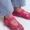 Kylie Flat Buckle Mary Janes Embellished Pink Kylie Flat Buckle Mary Janes Embellished Pink