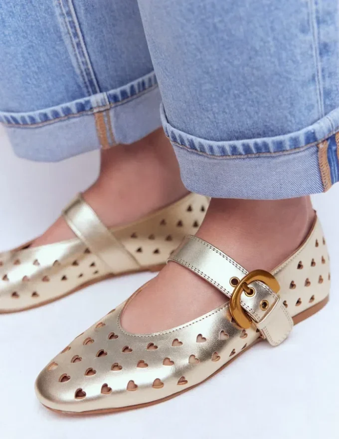 Kylie Flat Buckle Mary Janes Gold Kylie Flat Buckle Mary Janes Gold