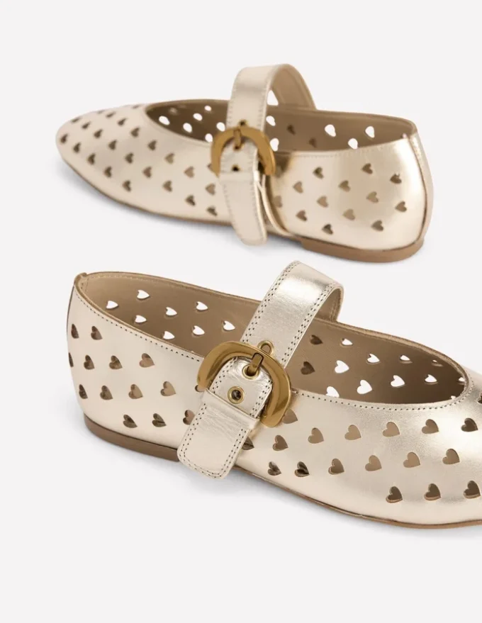Kylie Flat Buckle Mary Janes Gold Kylie Flat Buckle Mary Janes Gold