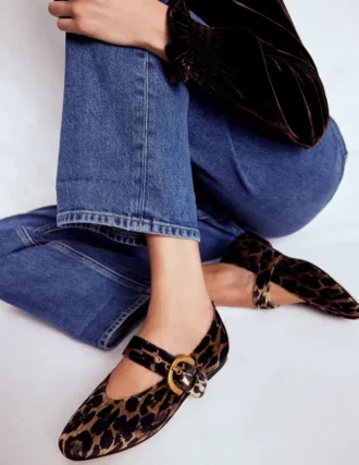 Kylie Flat Buckle Mary Janes Leopard